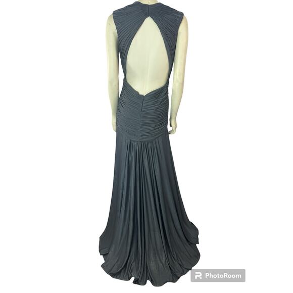 JOVANI PROM sexy gown, ruching at sides & bodice, open back  6543 gray Size 6 - Picture 8 of 14